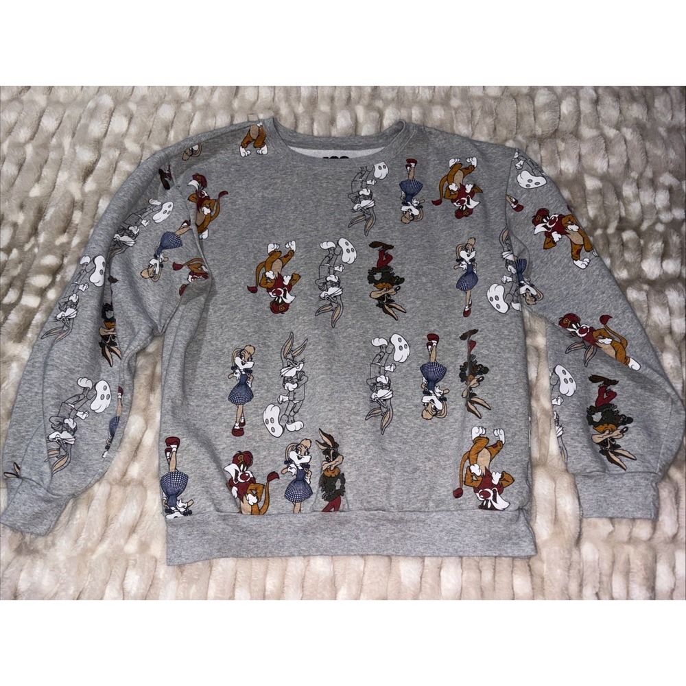 WB 100 Anniversary Looney Tunes Oz All Over Print Sweatshirt Womens XL 15-17